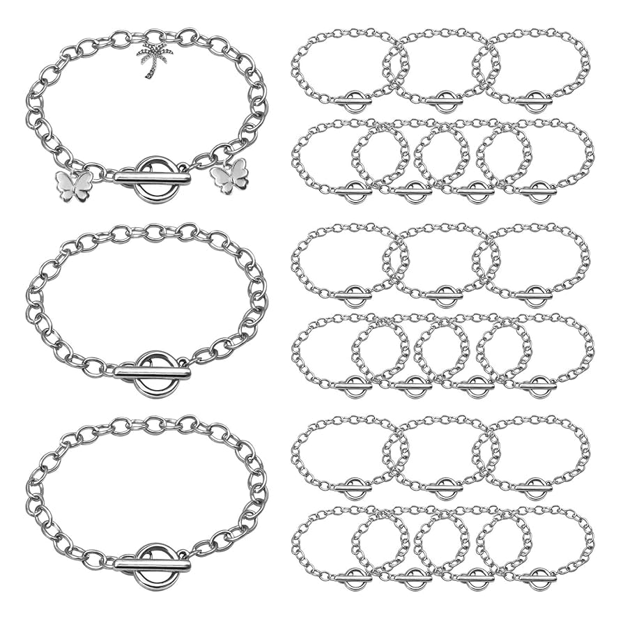 シルバー トグルクラスプ チェーンブレスレット Amazon.co.jp: 24ピース シルバーチェーンブレスレット