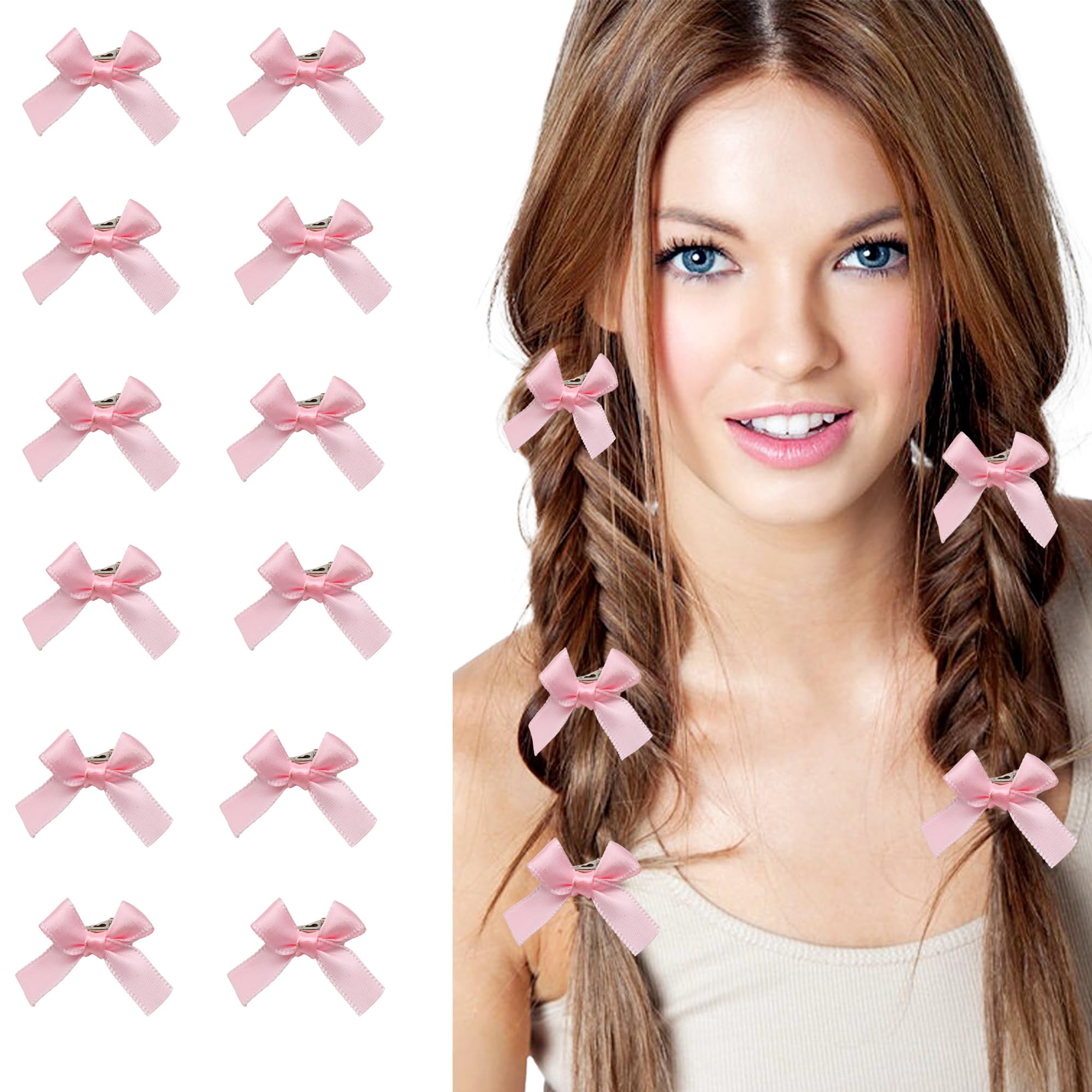 6 fiocchi per capelli da donna, in nastro di raso con clip in metallo, fermagli per capelli con fiocco con nappa con coda lunga, fermagli per capelli con accessori per fiocco