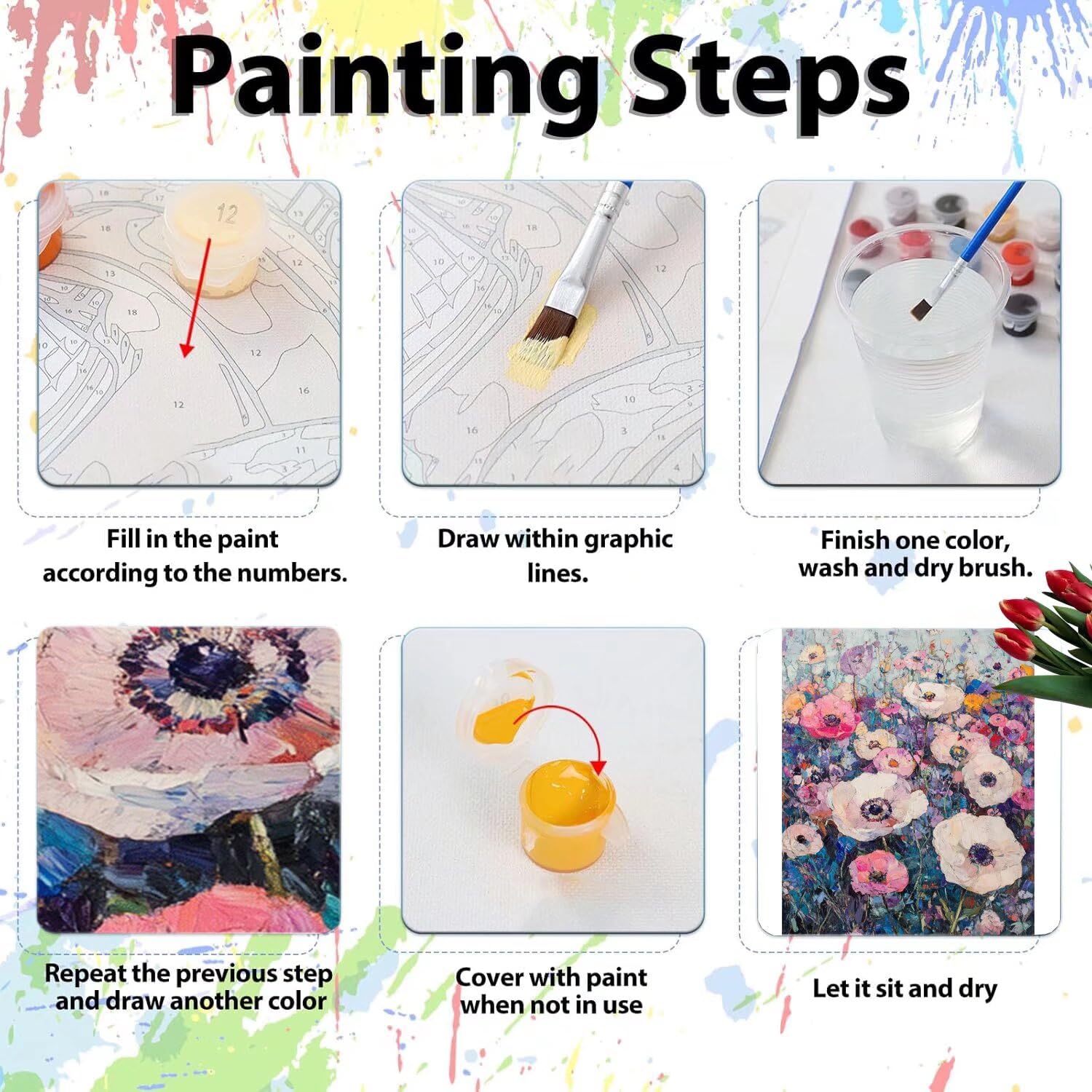 Pintar por Numeros Adultos pintar por numeros niños manualidades niños 10 años, DIY Pintar por Números de Pincel y Pintura acrílica Decoraciones para el Hogar Manualidades, sin Marco 60x80cm C-62