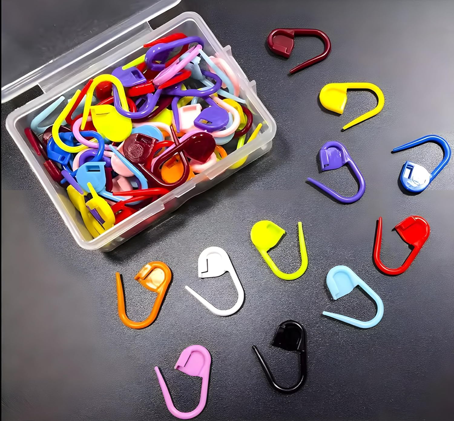Plastic Locking Knitting Crochet Stitch Markers (20 Pcs, Multicolor) + Colorful Large Eye Plastic Sewing Yarn Needles (10 Pcs, Multicolor) for Crochet & Weaving