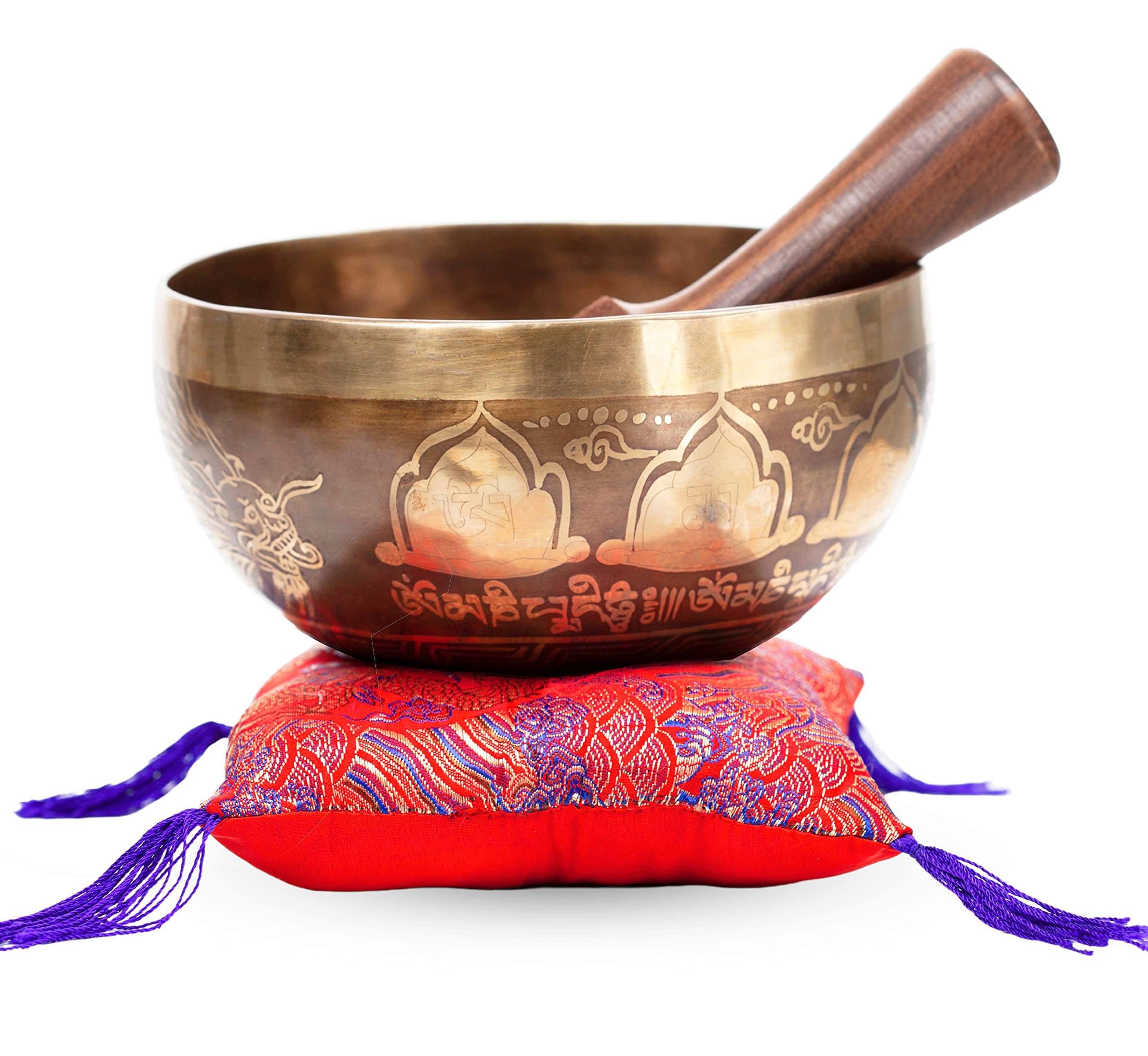 Large Tibetan Singing Bowl Set - Master Healing Grade Sound Bath Therapy Kit - Useful for Meditation Yoga Holistic Practice by Himalayan Bazaar