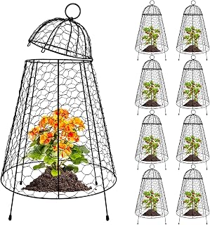 Kalolary 8 Packs Plant Protectors from Animals Large Wire Plants Cage