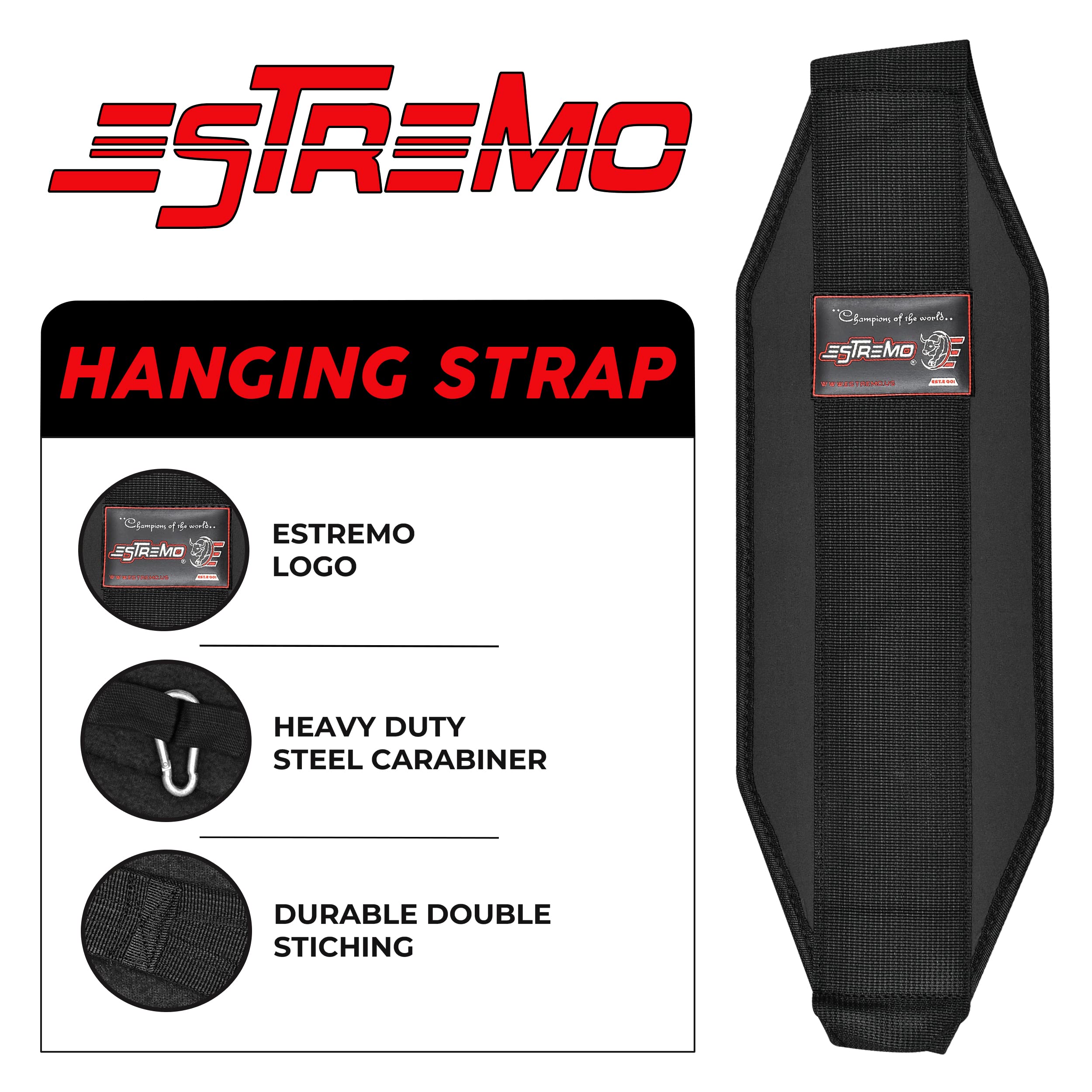ESTREMO Ab Straps for Pull Up Bar,Rip Resistant Arm Spport Hanging Ab Slings for Core Strength Training Elbow Hanging Straps and Gym Straps Pullup Equipment for Men Women Superb Arm Padding. (Black)