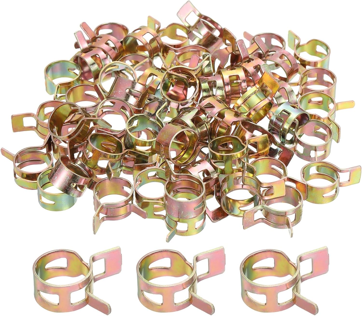 MECCANIXITY ID 12.5mm 1/2inch Fuel Line Hose Clips, Pipe Clamps, Spring Hose Clamp,Low Pressure Air Clamp, Water Pipe Air Tube Vacuum Hose Clamp Fastener Pack of 70(Rose Gold)