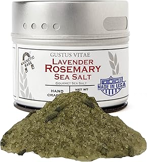 Lavender Rosemary Sea Salt | Authentic Artisanal Sea Salt | All Natural, Non GMO Seasoning | Hand Crafted in Small Batches | Made in USA | GLP-1 Friendly | Magnetic Tin | Ultra Premium Seasoning and Rub | No MSG, Gluten, Artificial Anything | Gustus Vitae