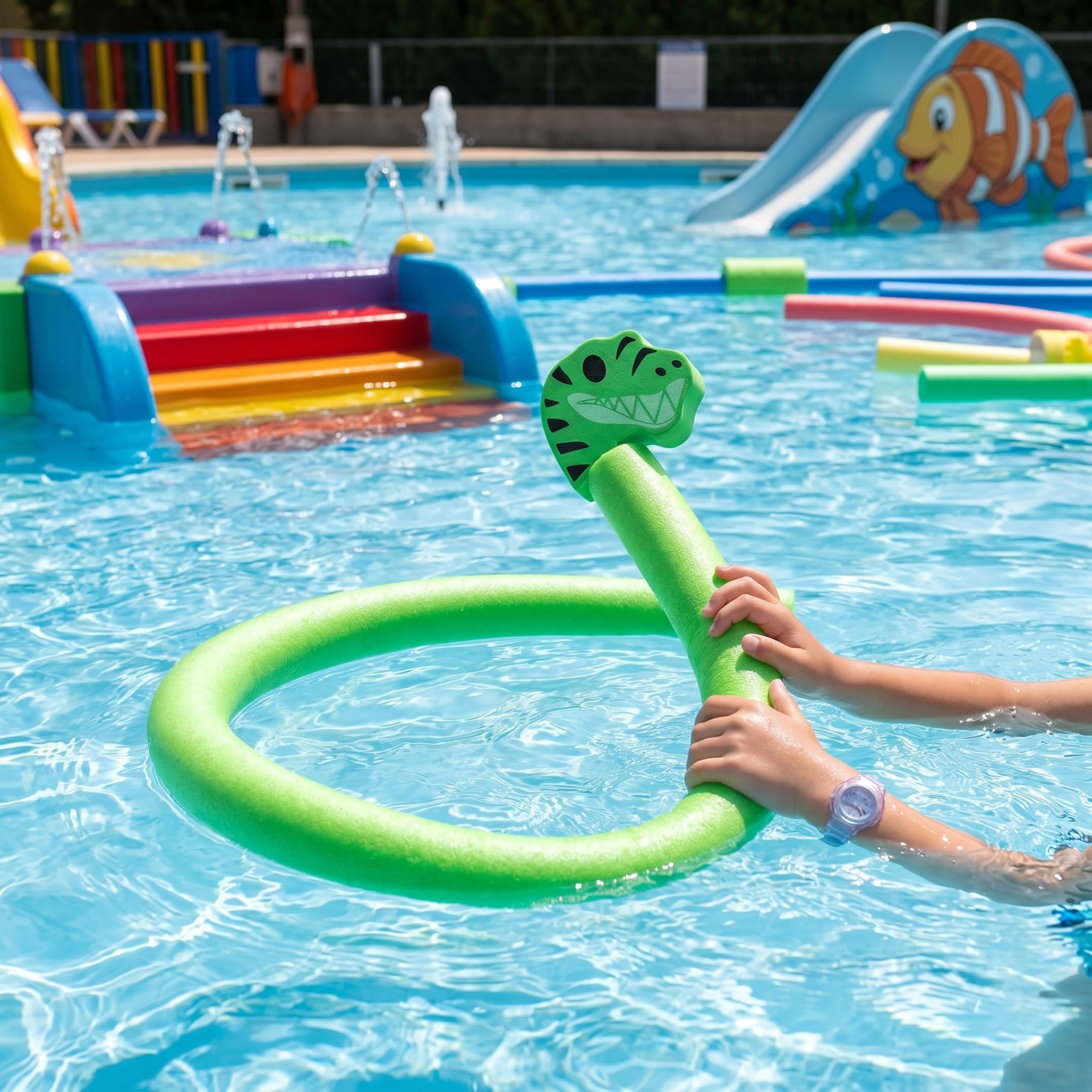 Fideos para Piscinas Fideos Gruesos de Espuma Suave para Piscina con Flotador de Dinosaurio de Dibujos Animados Verde
