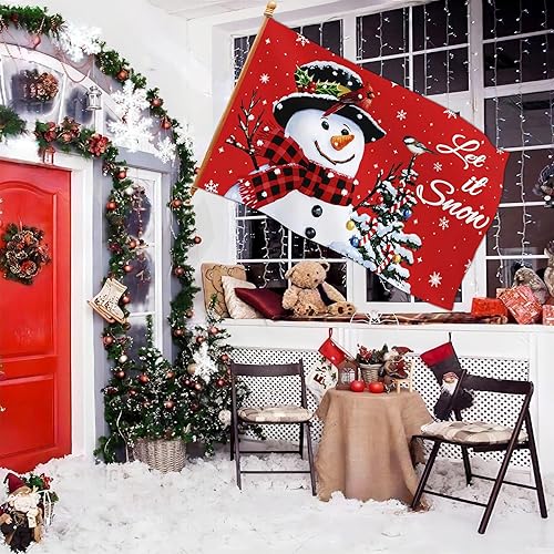 Miniatura 7 de Banderas de Navidad de 3 x 5 para exteriores, bandera de nieve, muñeco de nieve, copo de nieve, copos de nieve, decoraciones de vacaciones de