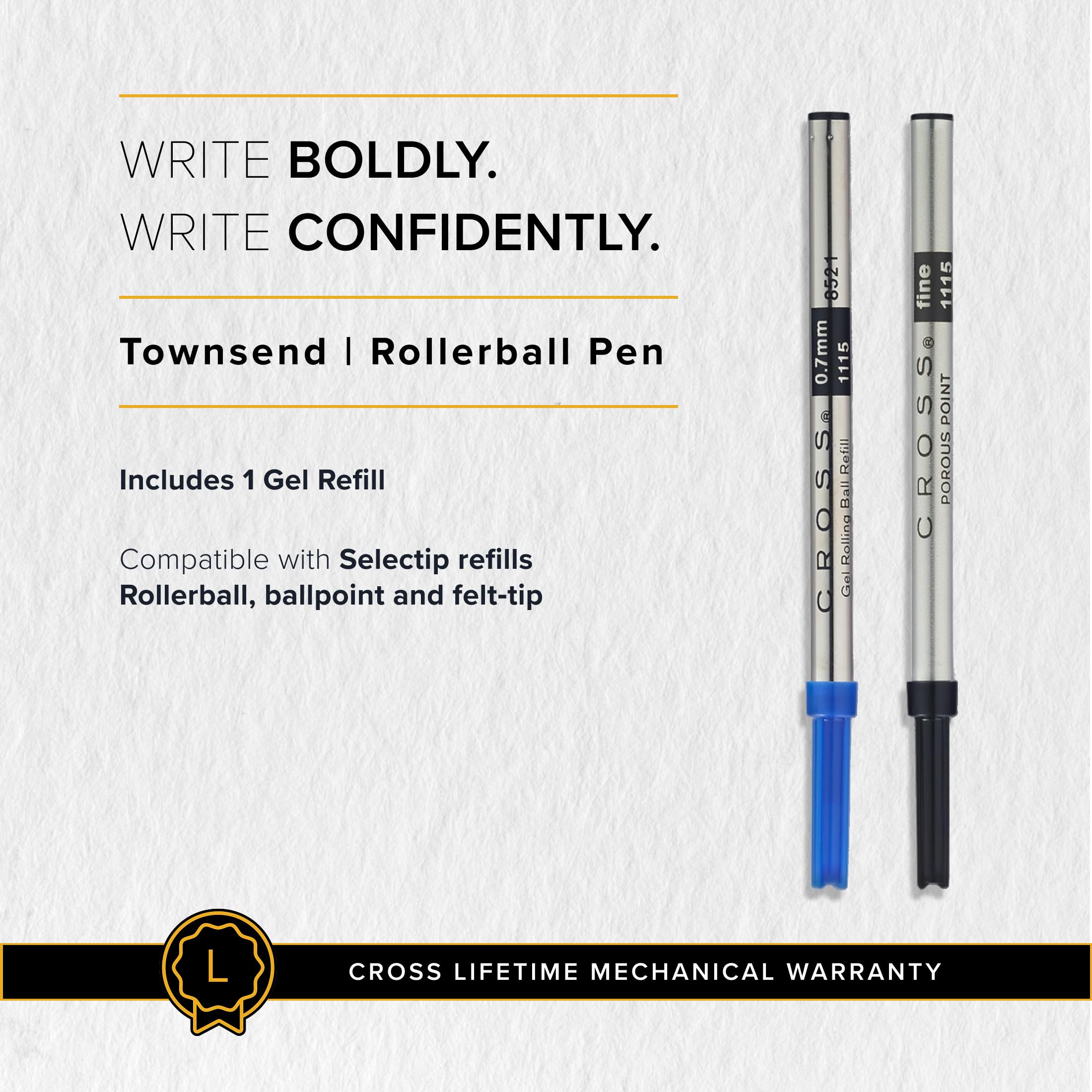 Cross Townsend Rollerball (Strichstärke M, Schreibfarbe: schwarz, inkl. Luxus Geschenkbox) Schwarz-Lack/ Goldplattiert