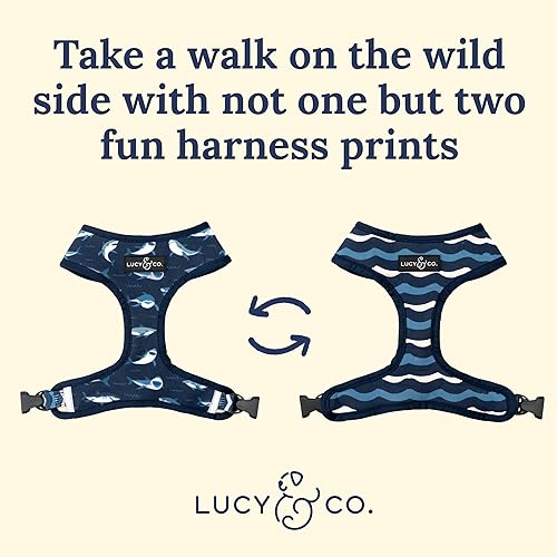 Miniatura 9 de Lucy &amp; Co. Arnés reversible con diseño de margaritas rosas y moradas, con diseño de margaritas y cuello halter, el mejor diseño de arneses para