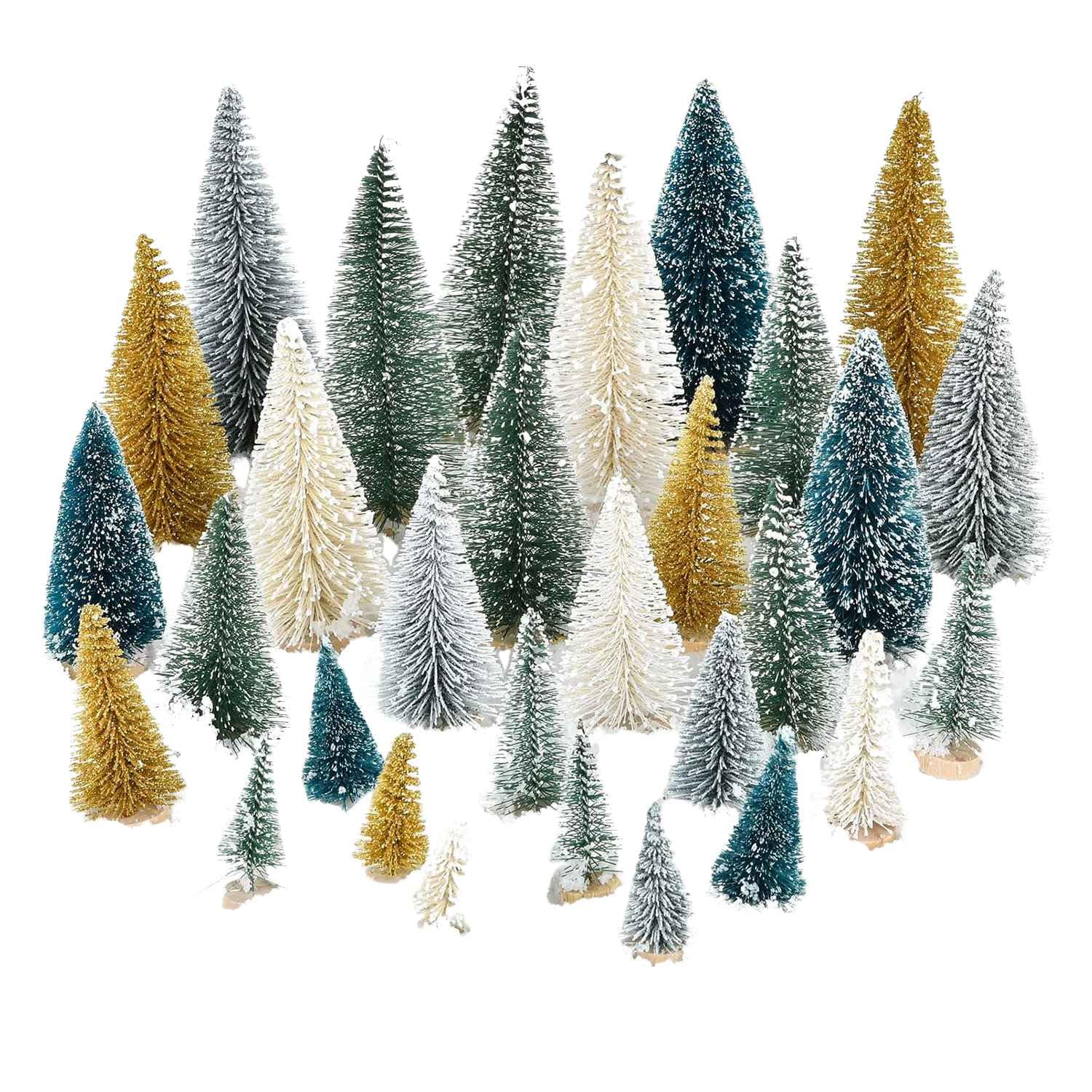 CTRLZS 30 Piece Miniature Pine Trees Sisal Trees As Shown Sisal Silk + Wood for Miniature Scenes, Tabletop Decorecture Trees