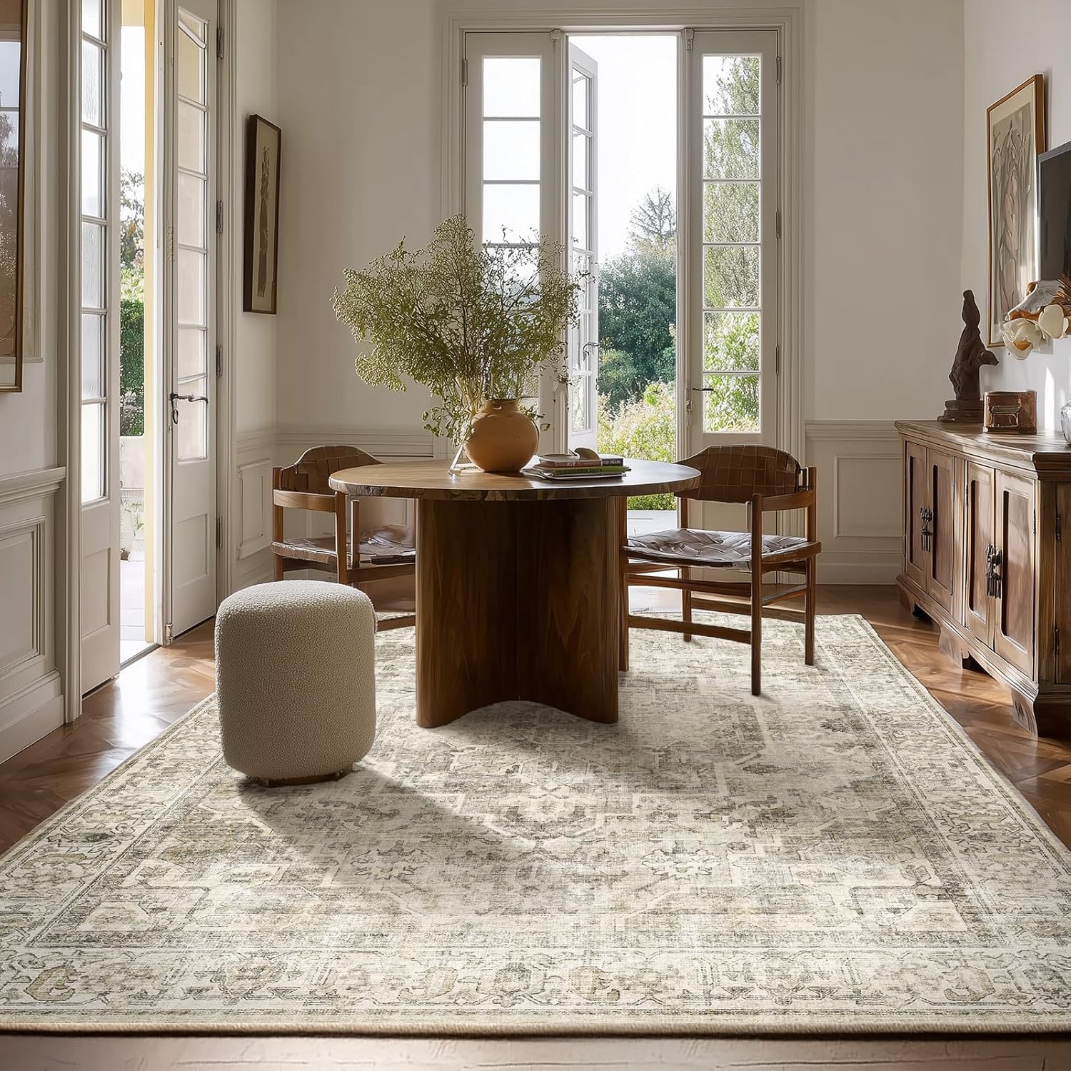 Tapis antidérapant 160 x 180 cm pour chambre et cuisine style traditionnel