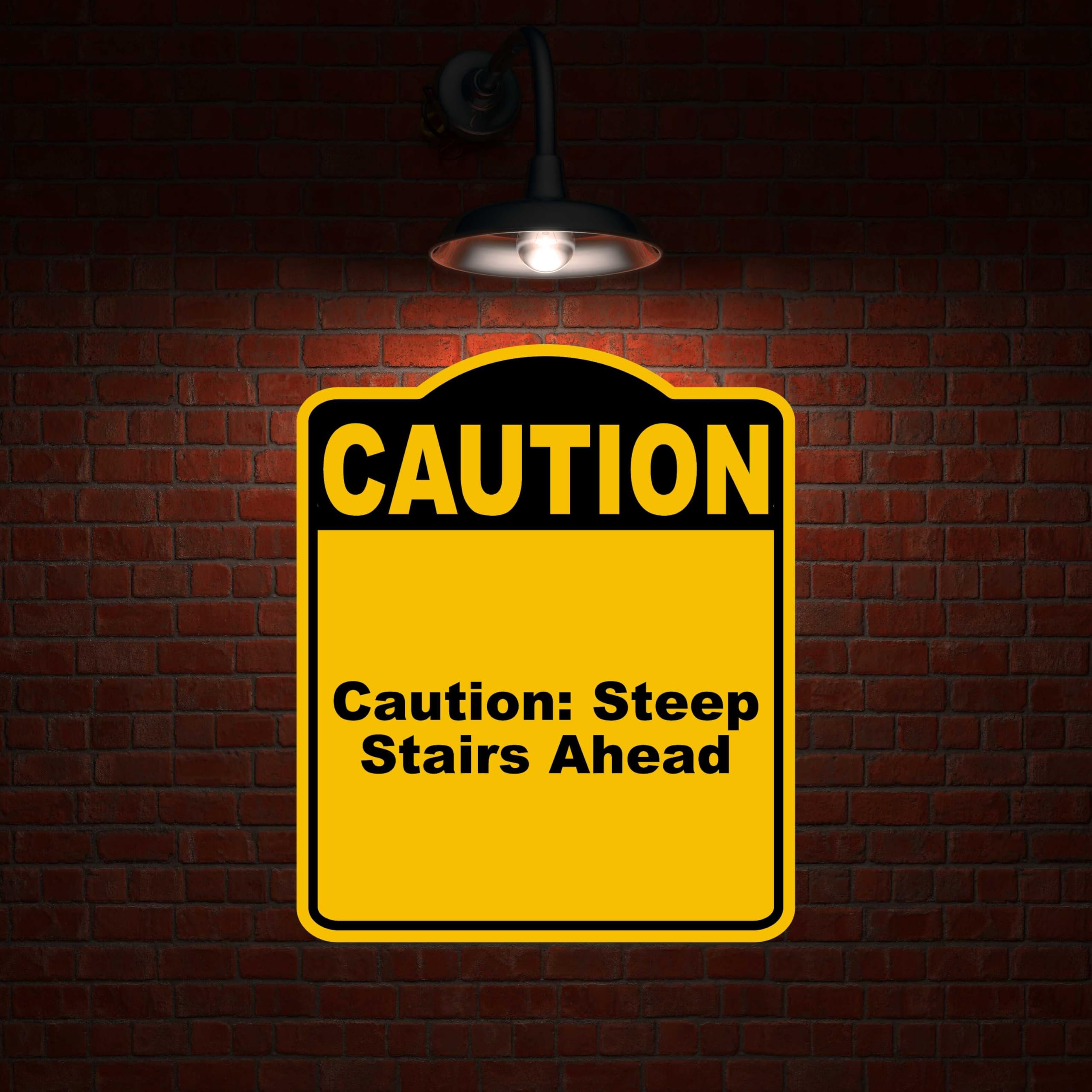 Caution Steep Stairs Ahead Caution Yellow Black Aluminum Composite Sign 15 x 18 inches