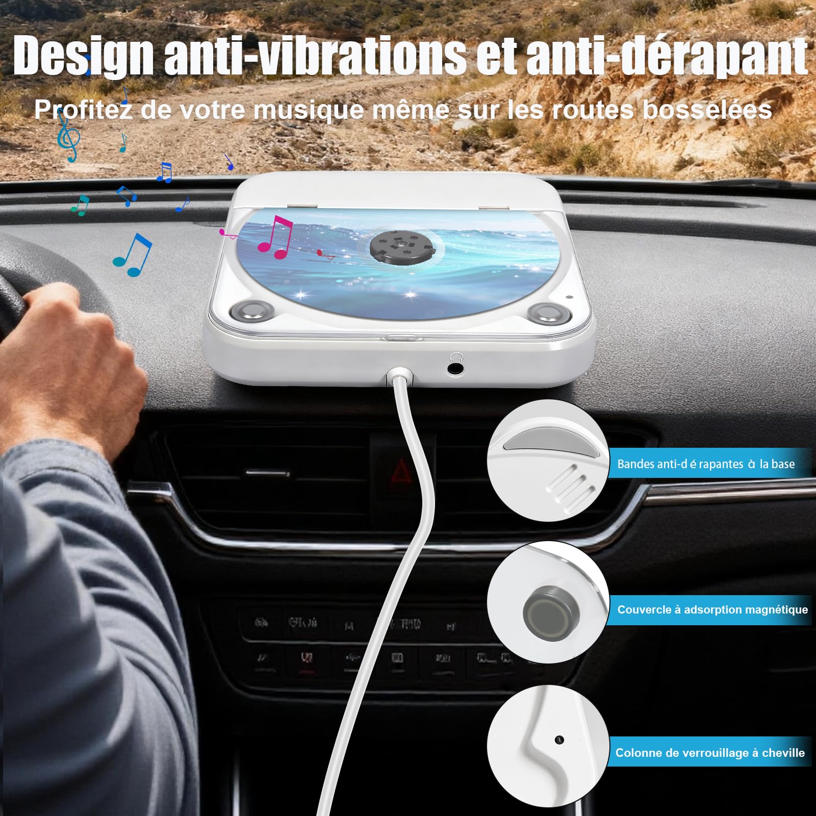 Lecteur CD Externe Universel Pour Voiture Avec Port USB, Port AUX, Contrôleur Supplémentaire, Compatible Avec Voiture, Camion, Ordinateur Portable, PC, Téléviseur, Lecteur CD Compatible Avec Autoradio