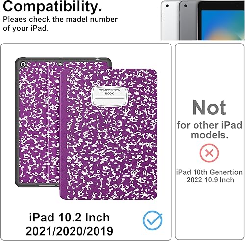 Miniatura 2 de Supveco Funda para iPad de 987 generación de 10.2 pulgadas (modelo 202120202019) con soporte para lápices, funda de alta calidad con función de