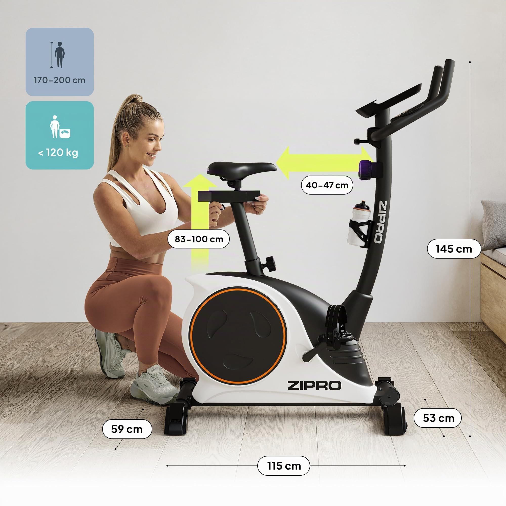Zipro Bicicleta de entrenamiento en casa Nitro RS, Bicicletas estáticas, Bicicleta magnética de entrenamiento, Bicicleta ergométrica 150kg, Bicicleta de interior, Bicicleta de entrenamiento en casa