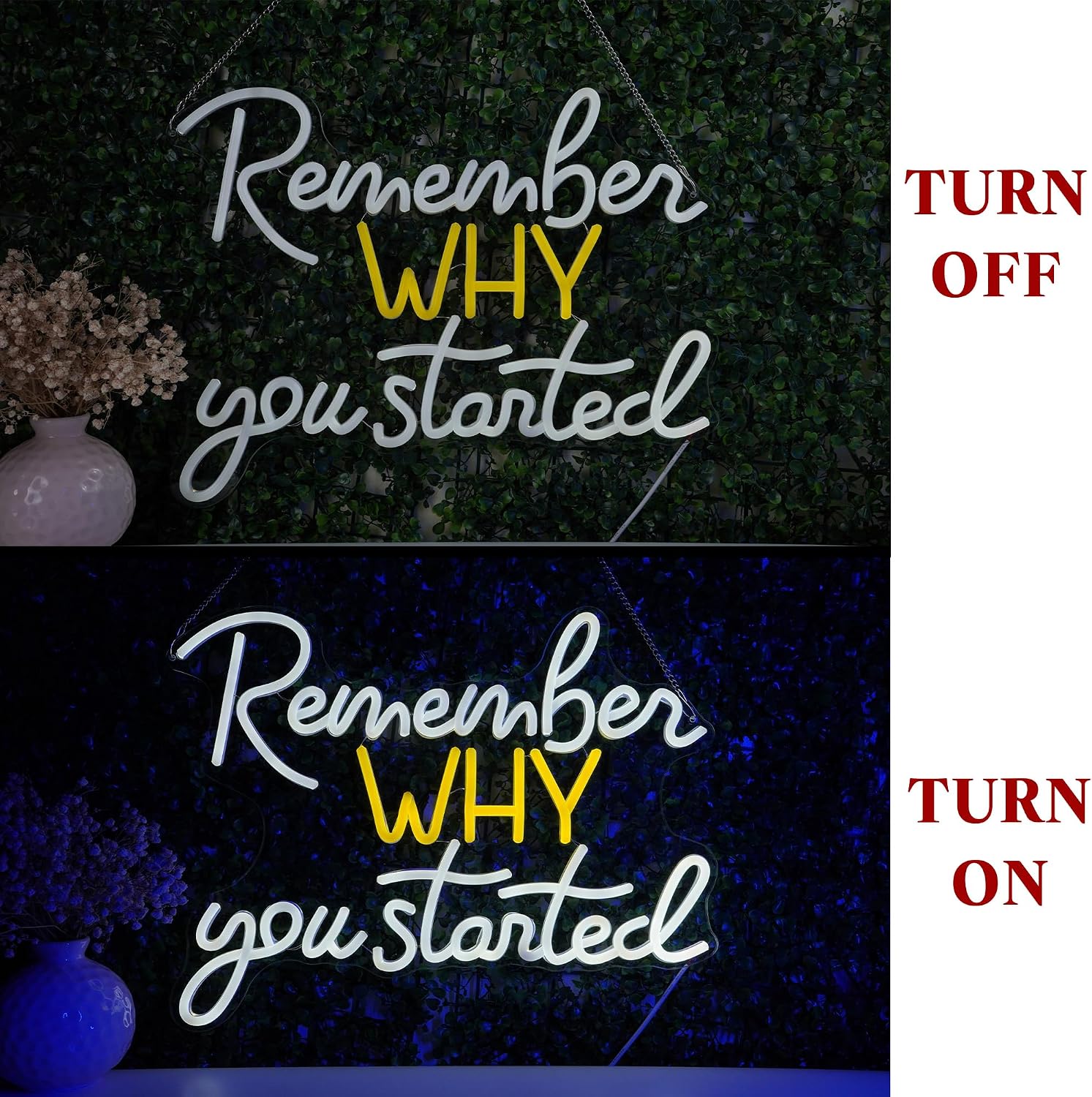 Remember Why You Started Neon Sign Led Light, Neon Wall Sign For Bedroom, Office, Study Room, Gaming Room, Motivational Wall Art Birthday Christmas Gift For Friends image 4