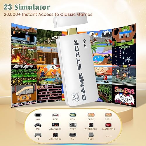 Miniatura 2 de Consola de juegos retro inalámbrica 2025 mejorada 4K Game Stick con 23 emuladores incorporados, más de 20,000 juegos y controladores inalámbricos