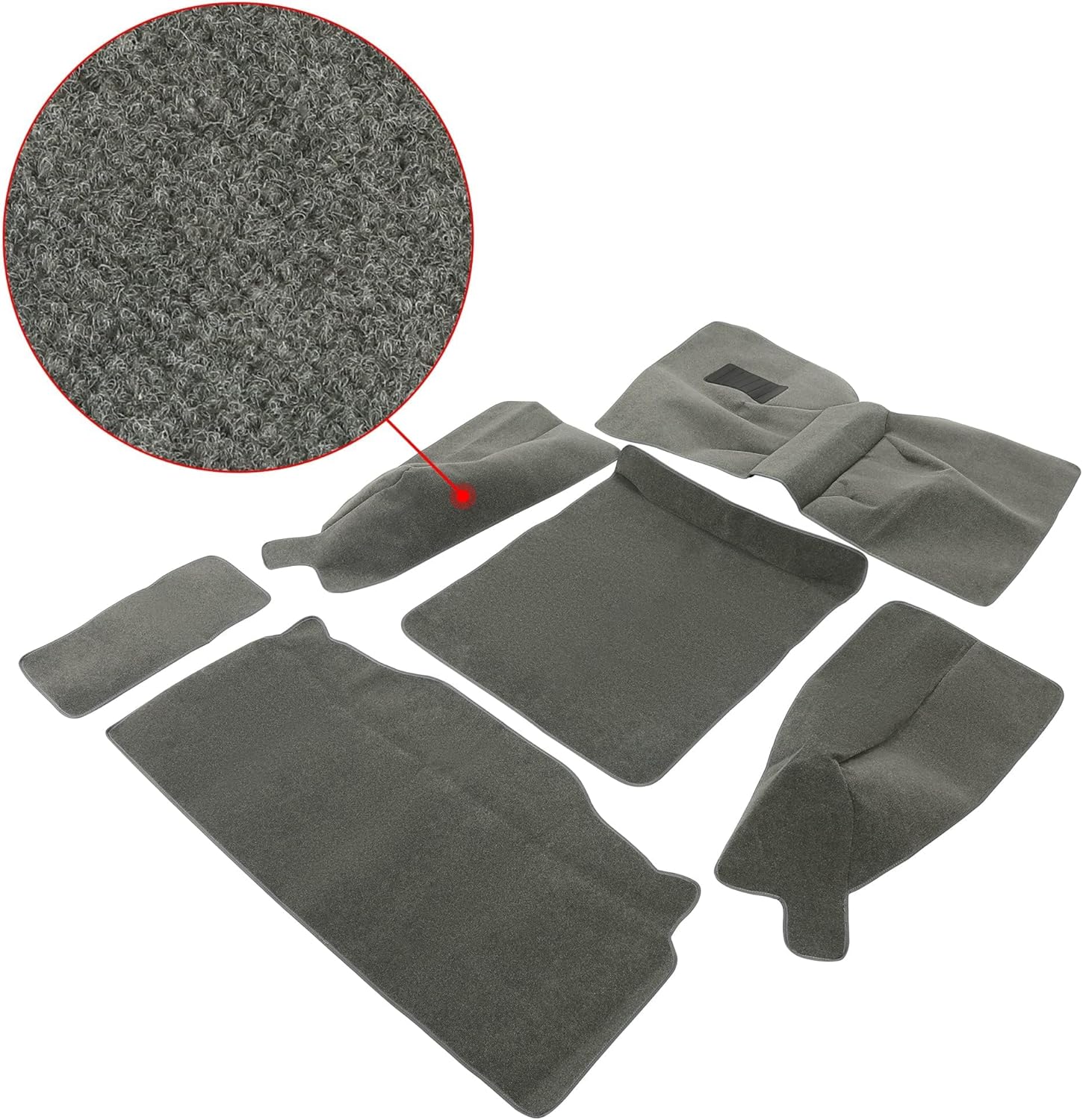 KUAFU Front Rear Carpet Kit w/Console Compatible with 1986-1995 Jeep Wrangler YJ 1976-1986 Wrangler CJ7 2 Door 6Pcs Rug Mat Carpet Cargo Area Liners Grey