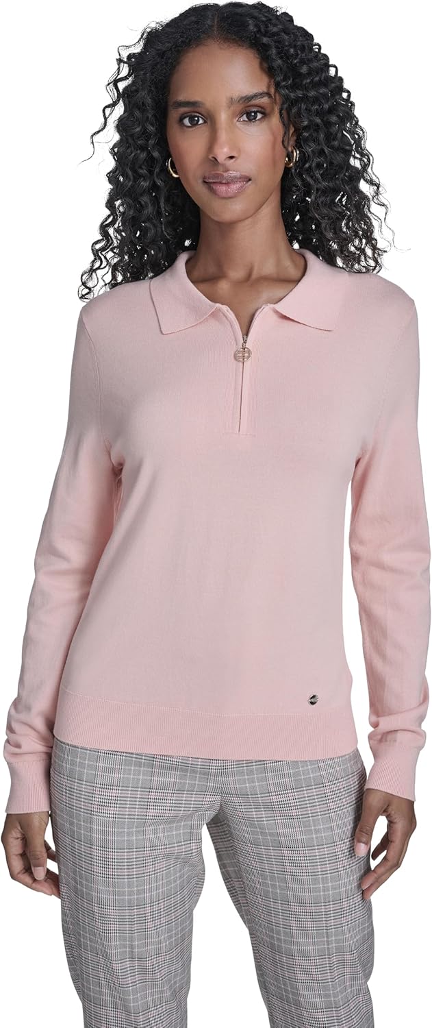 Tommy Hilfiger Womens Solid Long Sleeve Polo 1/4 Zip Sweater