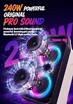 Portable Bluetooth Speaker: 240W Peak Powerful Loud Sound Deep Bass Wireless Boombox Large Subwoofer 15 Hours Battery Life Fast Charging with Led Light Show for Party Outdoor Camping Backyard (White)