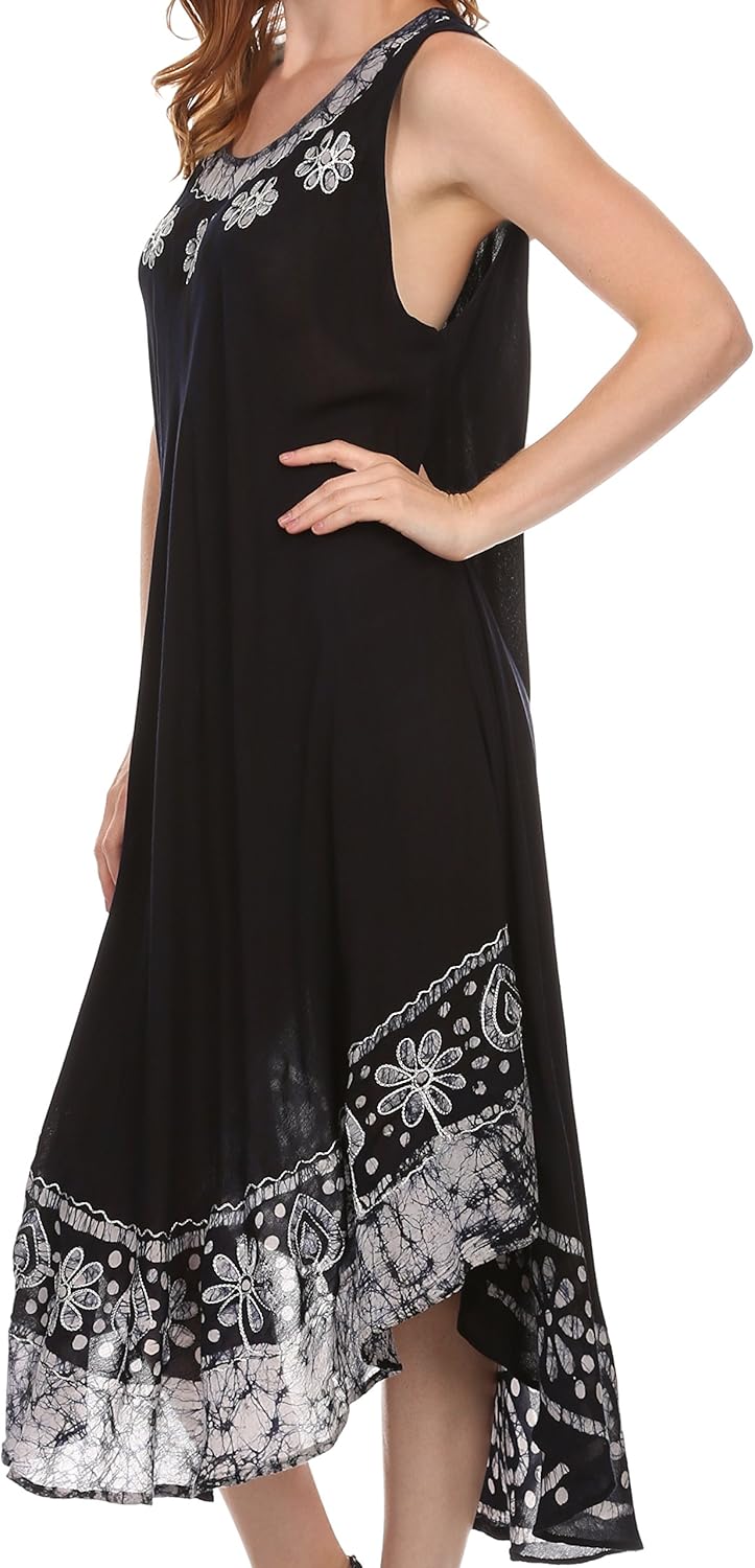 Sakkas Alexis Embroidered Long Sleeveless Floral Caftan Dress/Cover Up - Image 4