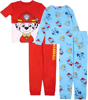 Nickelodeon Unisex Kids 4-piece Snug-fit Cotton Matching Comfortable Pajama Set, Soft & Cute for Kids