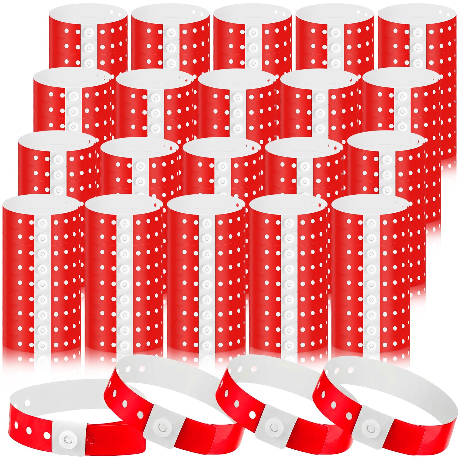 Henoyso 600 Pcs Plastic Wristbands for Events Vinyl,Red