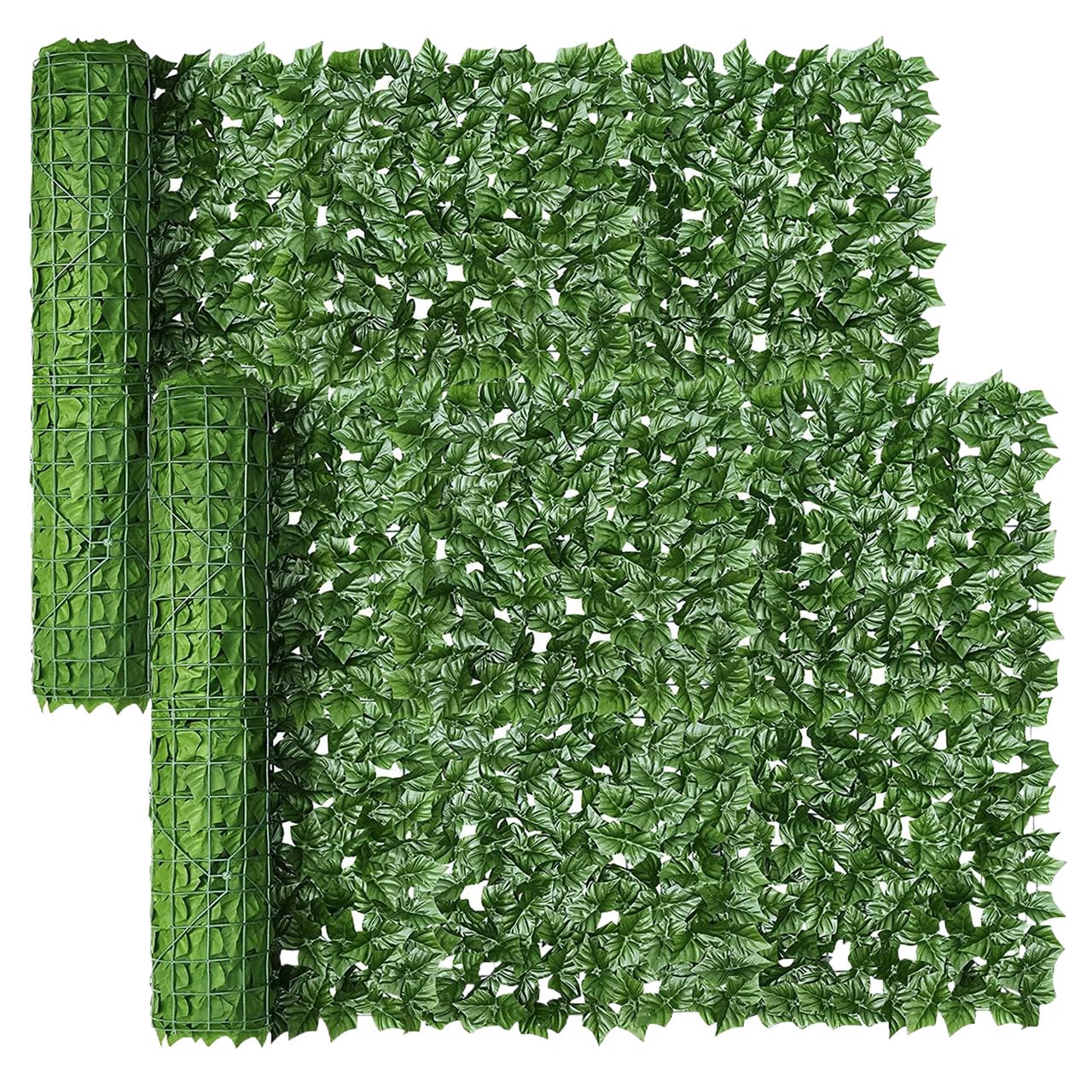 2PCS Artificial Ivy Fence Screening 5m x 1m (196x39in), Ivy Trellis Screening with 100 Green Nylon Ties, Artificial Hedge Screening UV Fade Protected for Outdoor Garden Decor, Party, Wedding