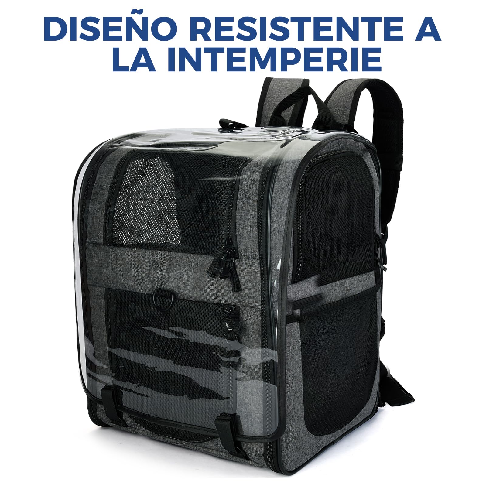 APOLLO WALKER Mochilas para Gatos y Mochilas para Perros, Mascotas Gato Grandes y Pequeñas (2-15 kg),de Malla Transpirable,Ideal Senderismo (Expansión Gris)