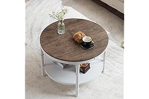 VINGLI Farmhouse Coffee Table with 2-Tier Storage