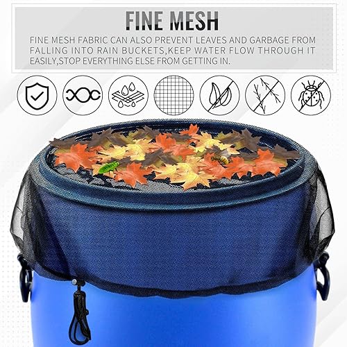 Miniatura 2 de Cubierta de malla para barril de lluvia, 2 cubos de recolección de agua, cubierta de barriles de recolección de lluvia, pantalla de red para