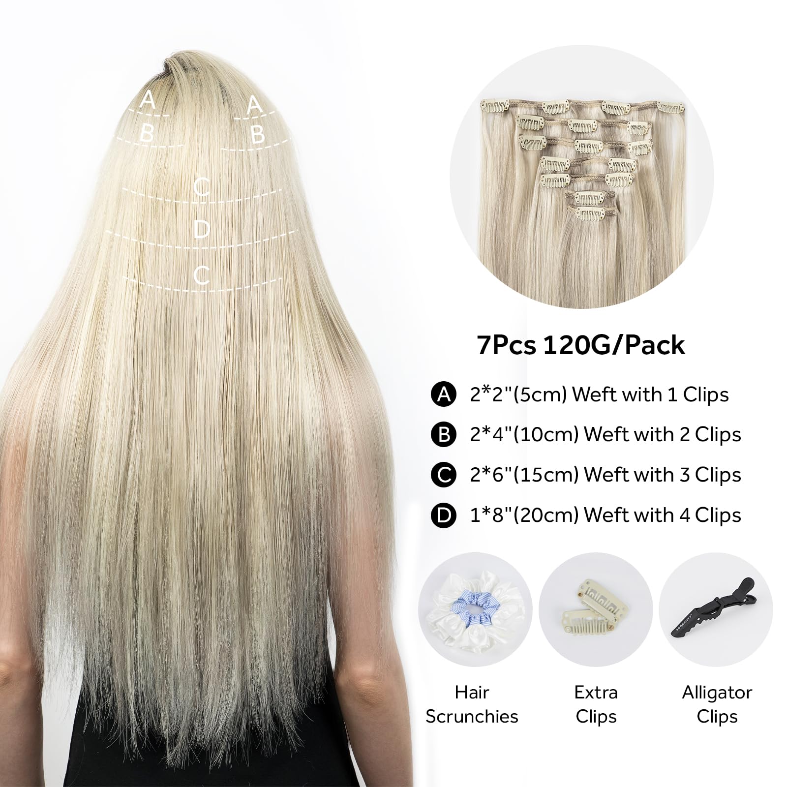 SOBEAUTY Hair Extensions Clip in, 100% Real Human Hair Extensions - Image 2