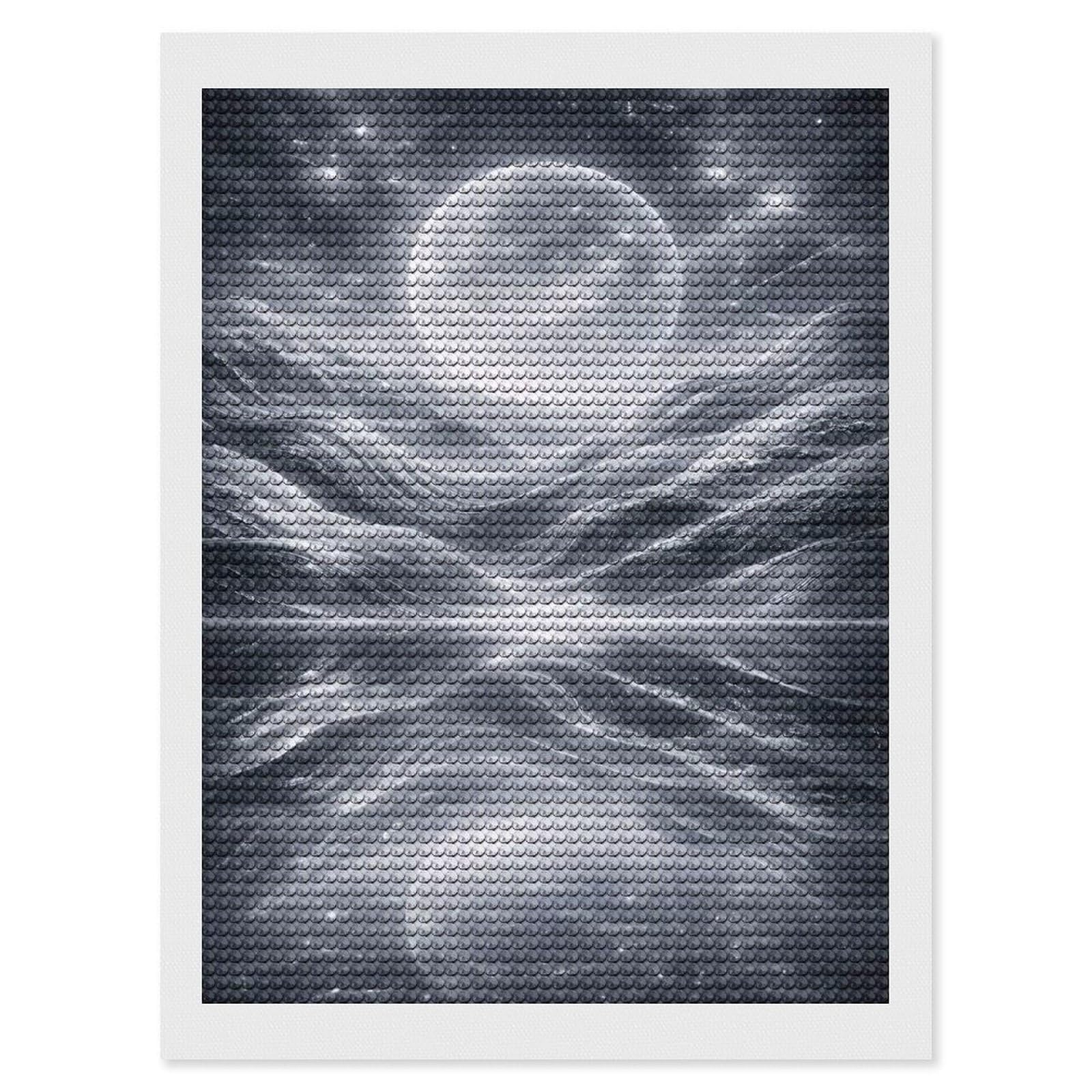 Junmoney Surreal Moonlit Landscape Reflection Diamond Art Kit 12"x16", Vintage Style Decor, Stress Relief Craft, Decor Project, Relaxing DIY, Creative Hobby