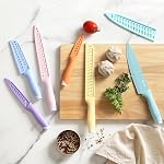 Colorful Knife Set, 13 Pieces Kitchen Knives Set with Nonstick Ceramic Anti-Rust Coating, Chef Knife Sets with 6 Blade Guards, Dishwasher Safe, Gifts Knife Set for Women