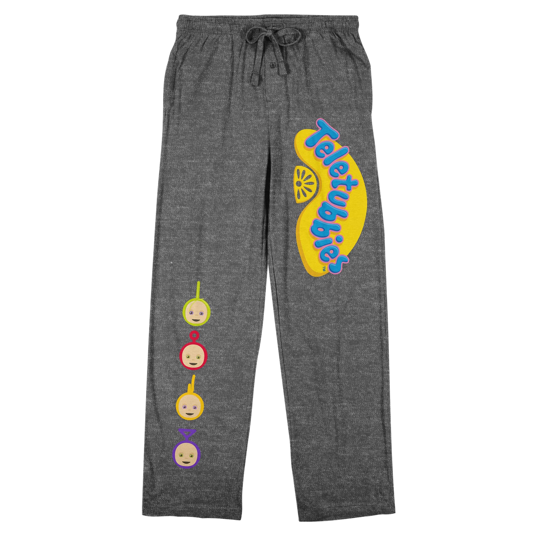 Bioworld Teletubbies Character Faces & Logo Men's Gray Heather Sleep Pajama Pants