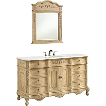60 Single Bathroom Vanity, with Engineered Marble Top Soft-Close, Antique Beige