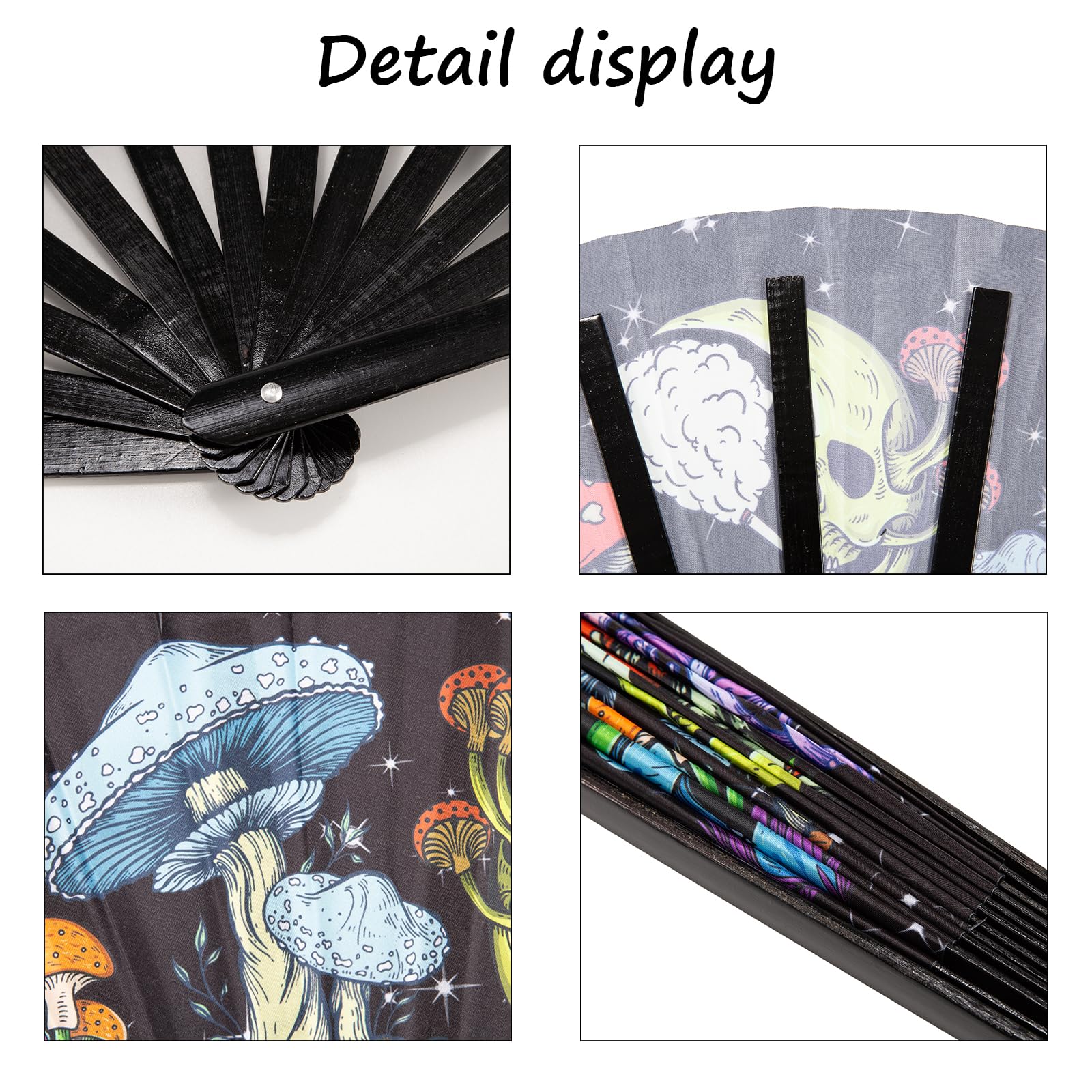 INNOLIFE Faltbarer UV-Handventilator – 33 Cm, Bambus, Für Festivals, Partys & Cosplay
