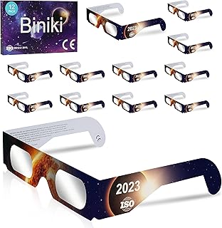 Solar Eclipse Glasses - for Solar Eclipse Viewing, CE and ISO Certified Safe Shades for Direct Sun Viewing for Solar Eclipse (12 Packs)