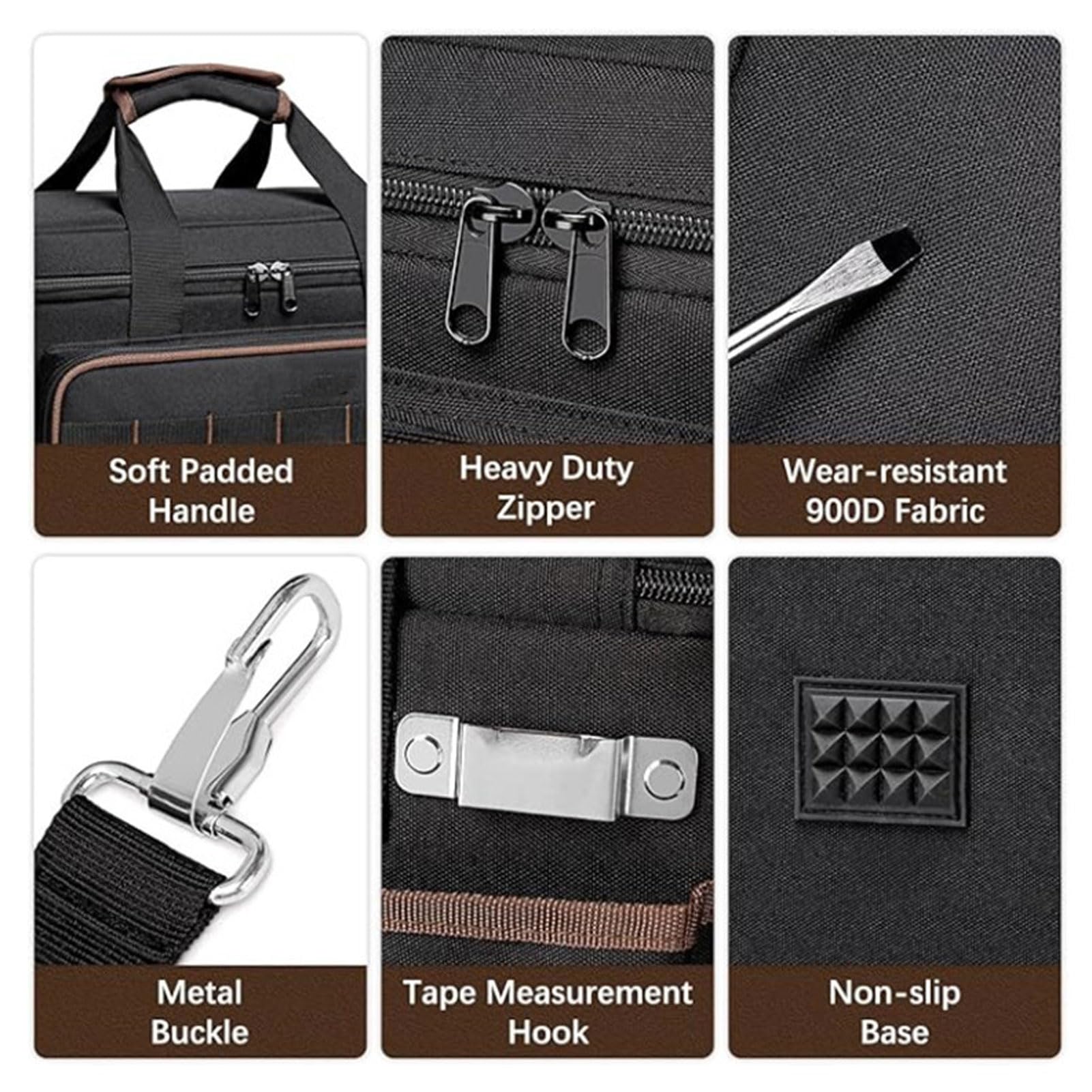 Luocute Sac à Outils Robuste 17 Pouces, Tissu Oxford, pour Usage