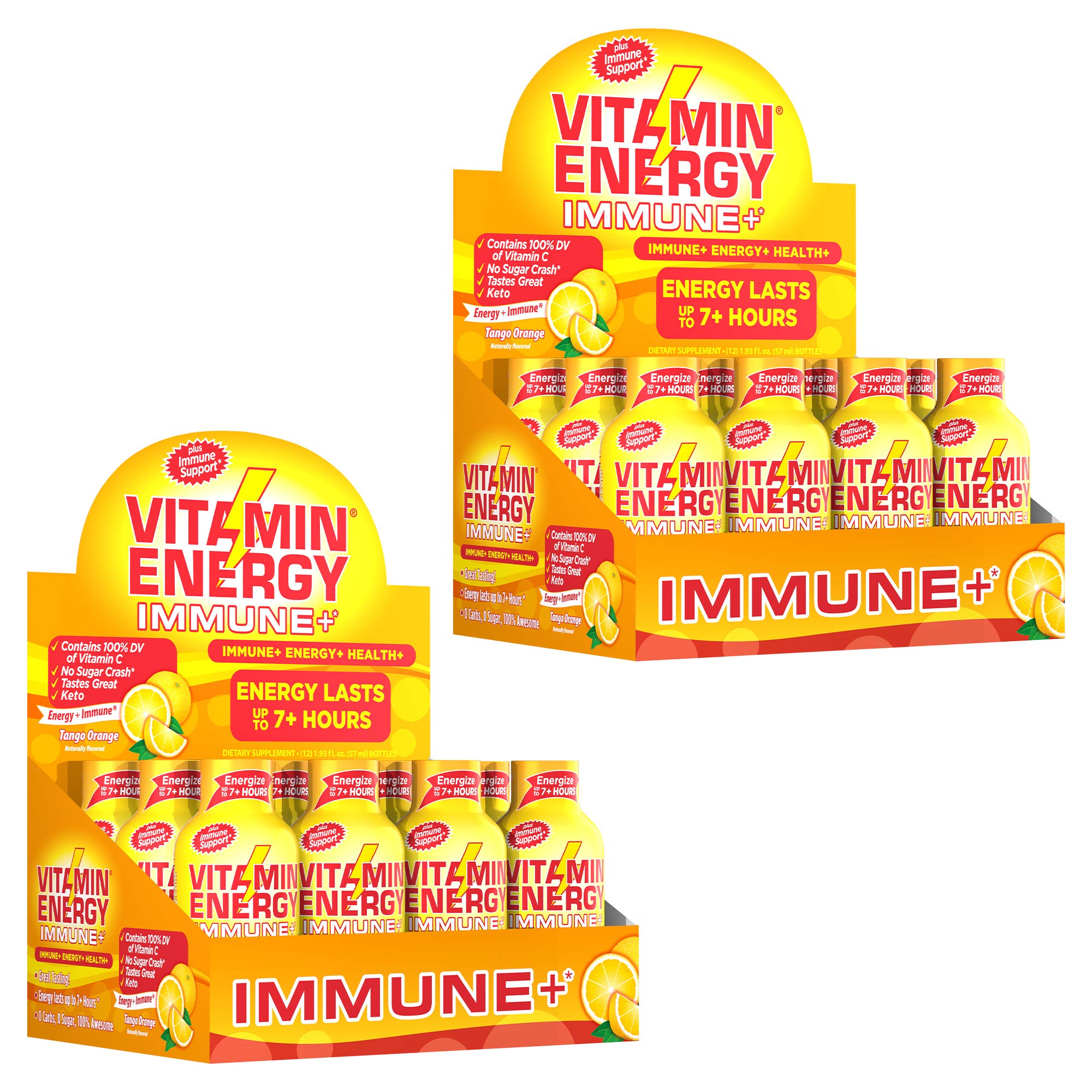 Vitamin EnergyImmune Energy Drink Shot, Tango Orange Flavor, Up to 7+ Hours of Energy, 1.93 Fl Oz, 24 Count