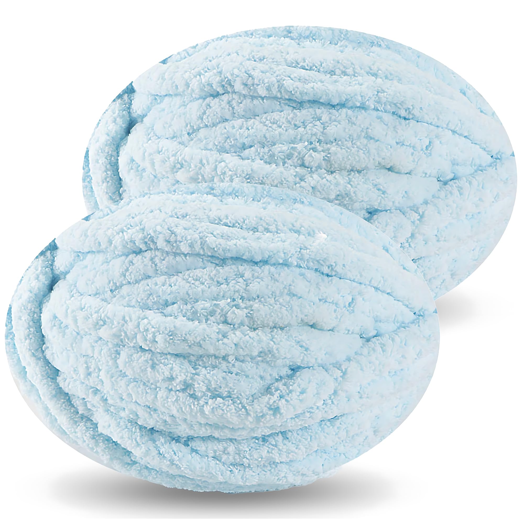 DISDADA Chunky Yarn for Hand Knitting 2 × 250g, Fluffy Thick Jumbo Wool Yarn Blanket (Light Aqua Blue) — image 1