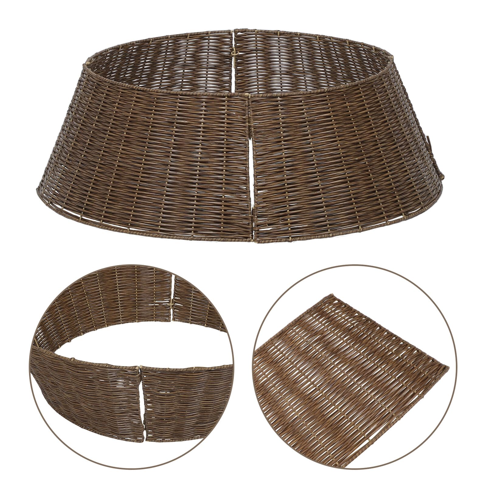 Homoyoyo Gonna Rustica per Albero di Natale Intrecciata a Mano Collare ad Anello in Rattan Naturale da 65 CM Copertura Base Decorativa Eco-Sostenibile per Arredamento Moderno e Country