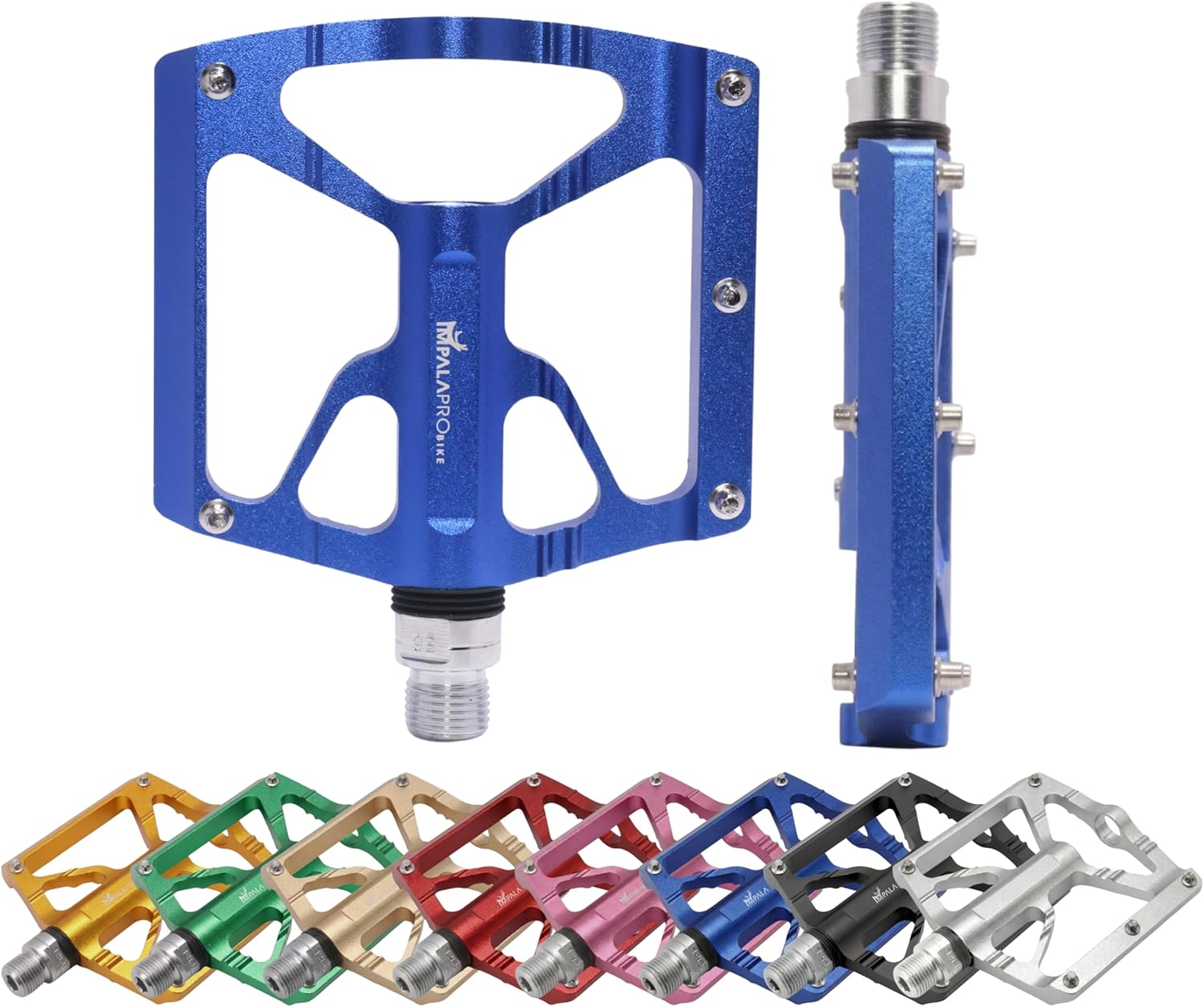 IMPALAPRO Aluminum Platform Bike Pedals CNC Machined 97×92 mm – Lightweight 320 g Bicycle Pedals with Sealed Cr-Mo Axle and 10 Stainless Pins for MTB, Gravel, BMX and E-Bike