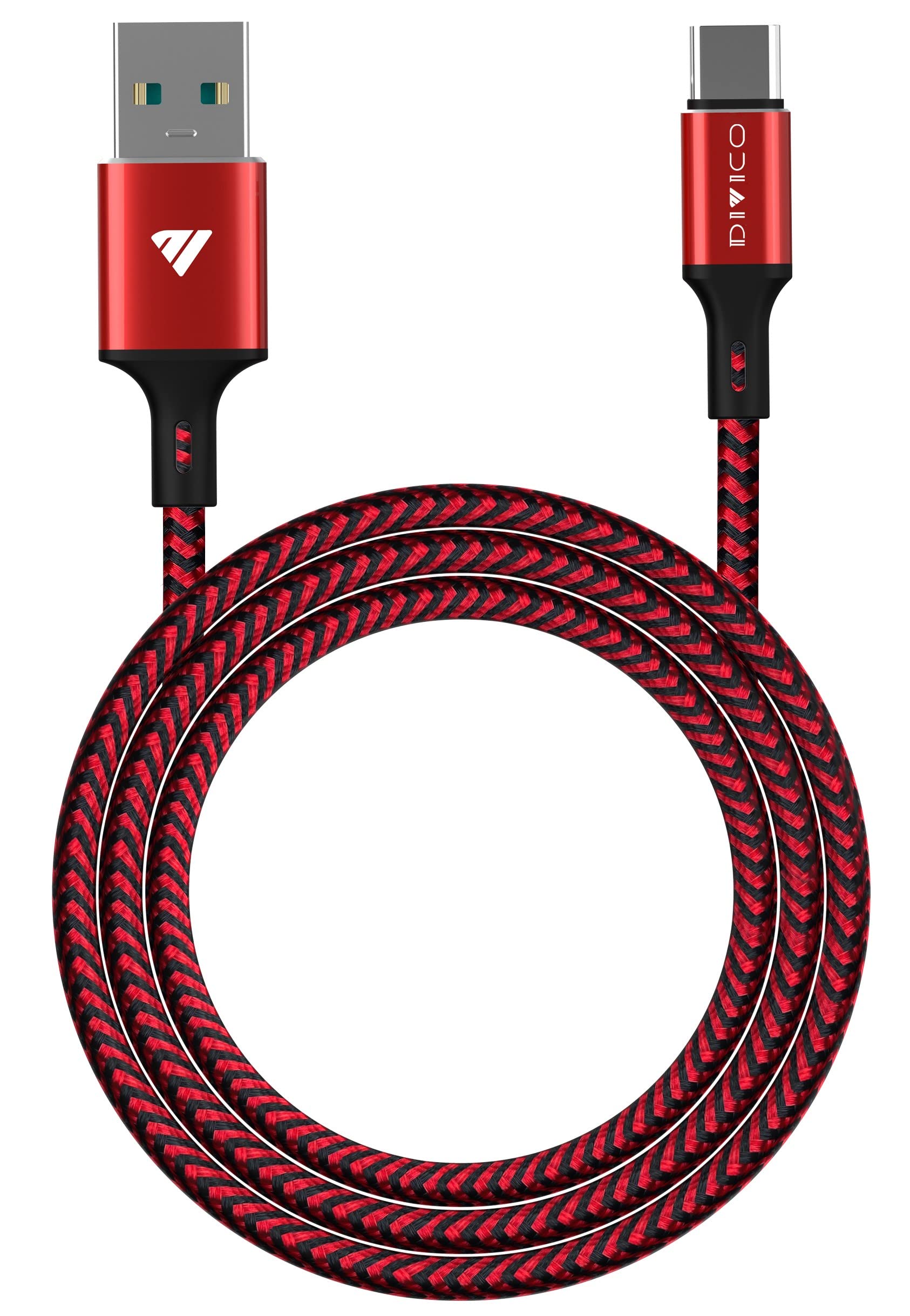 CHARGING CABLE RED AND BLACK USB TO TYPE C 2M