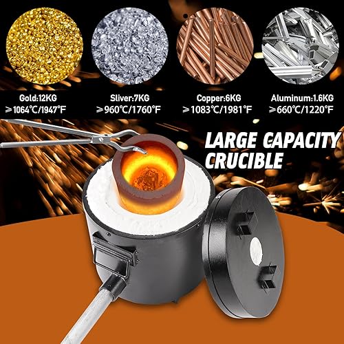 Miniatura 2 de ZXMT Kit de horno de fusión de propano de 13.2 lbs, crisol de grafito, 2,372.0 F2372 F, fundición de refinación de fundición para metales preciosos,
