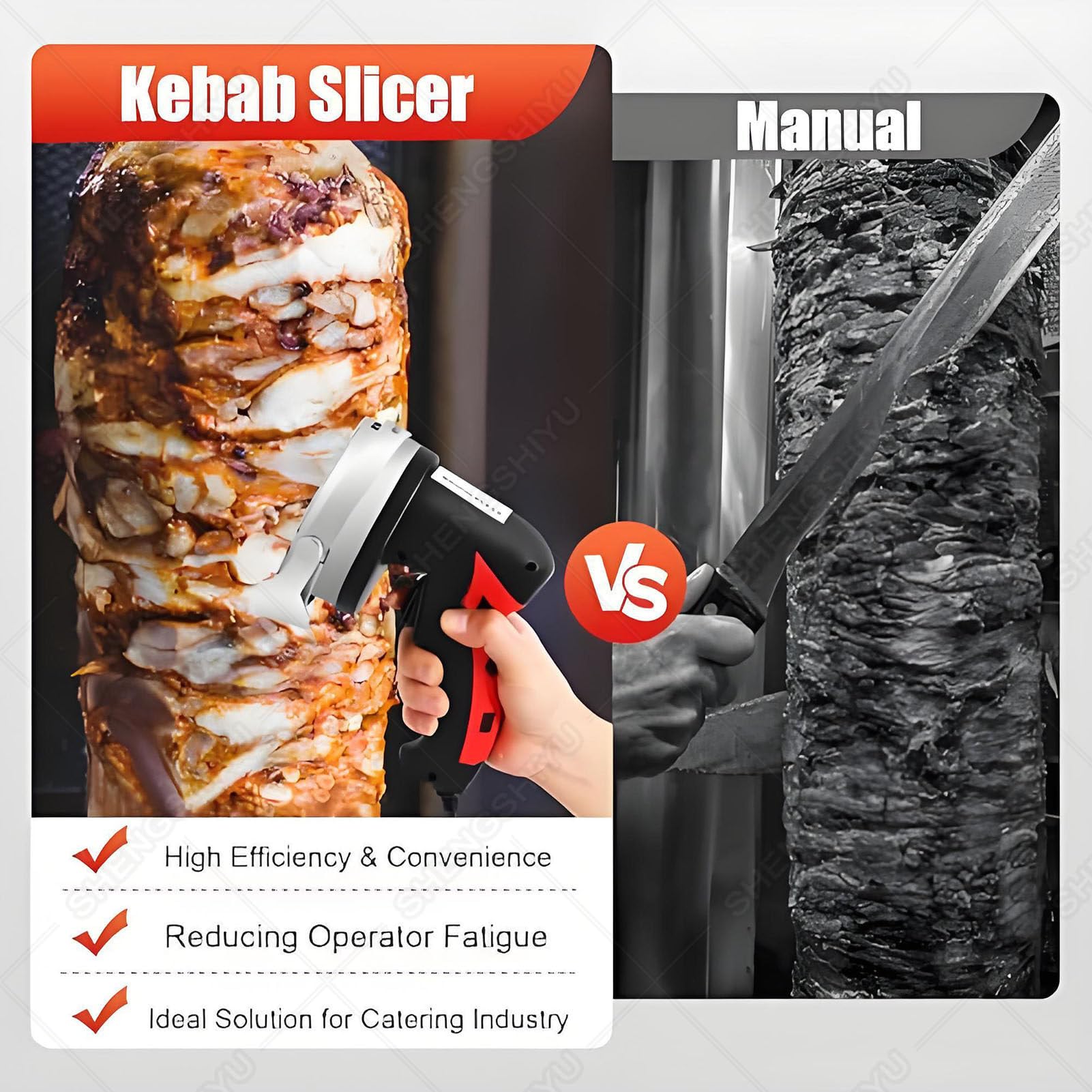 Coltello Elettrico da 80W per Kebab e Kebab con 2 Lame