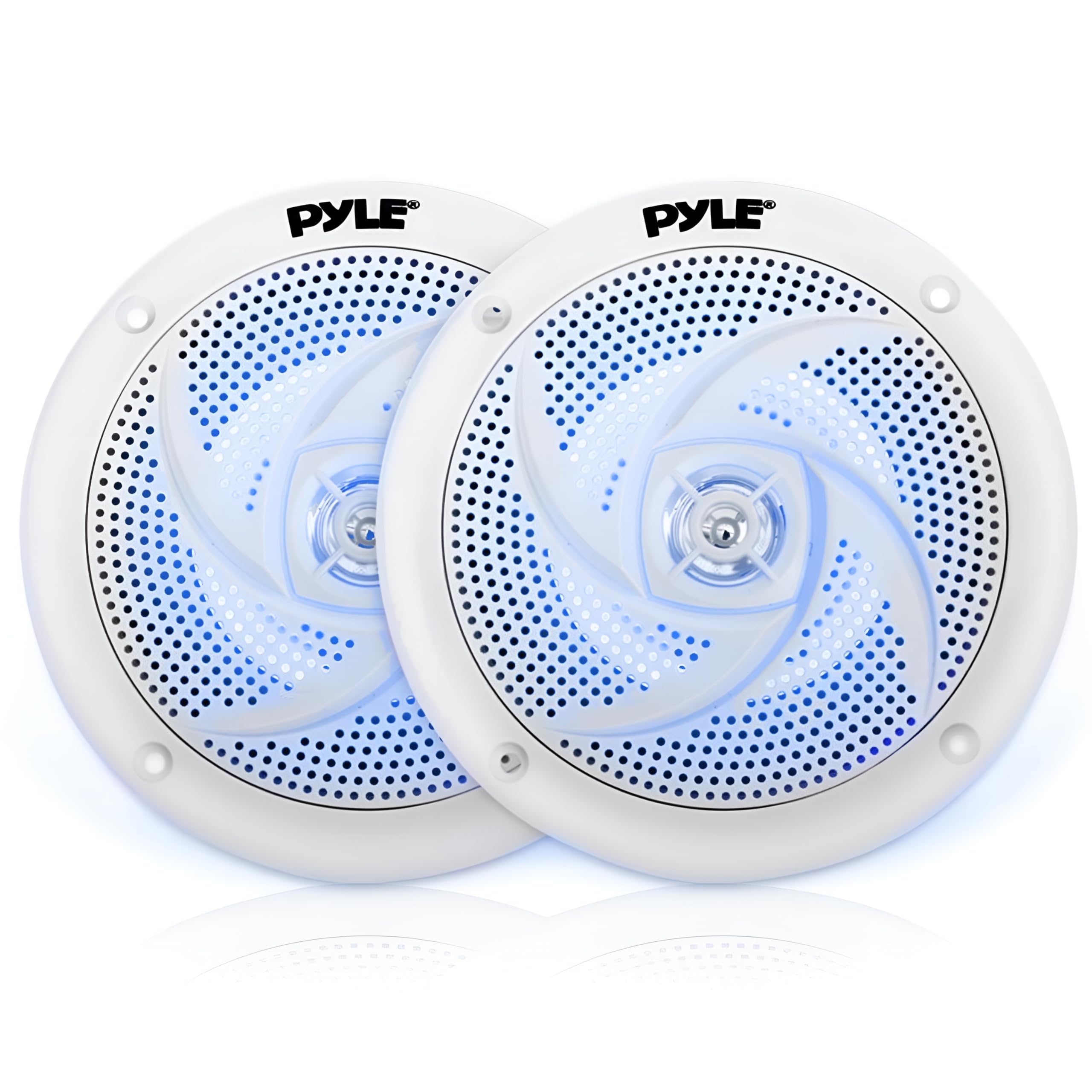 Sponsored Ad – Marine Speakers 4 Inch/10.16cm 2 Way Waterproof and Weather Resistant Outdoor Audio Stereo Sound System with LED Lights, 100 Watt Power and Low Profile Slim Style - 1 Pair (White)