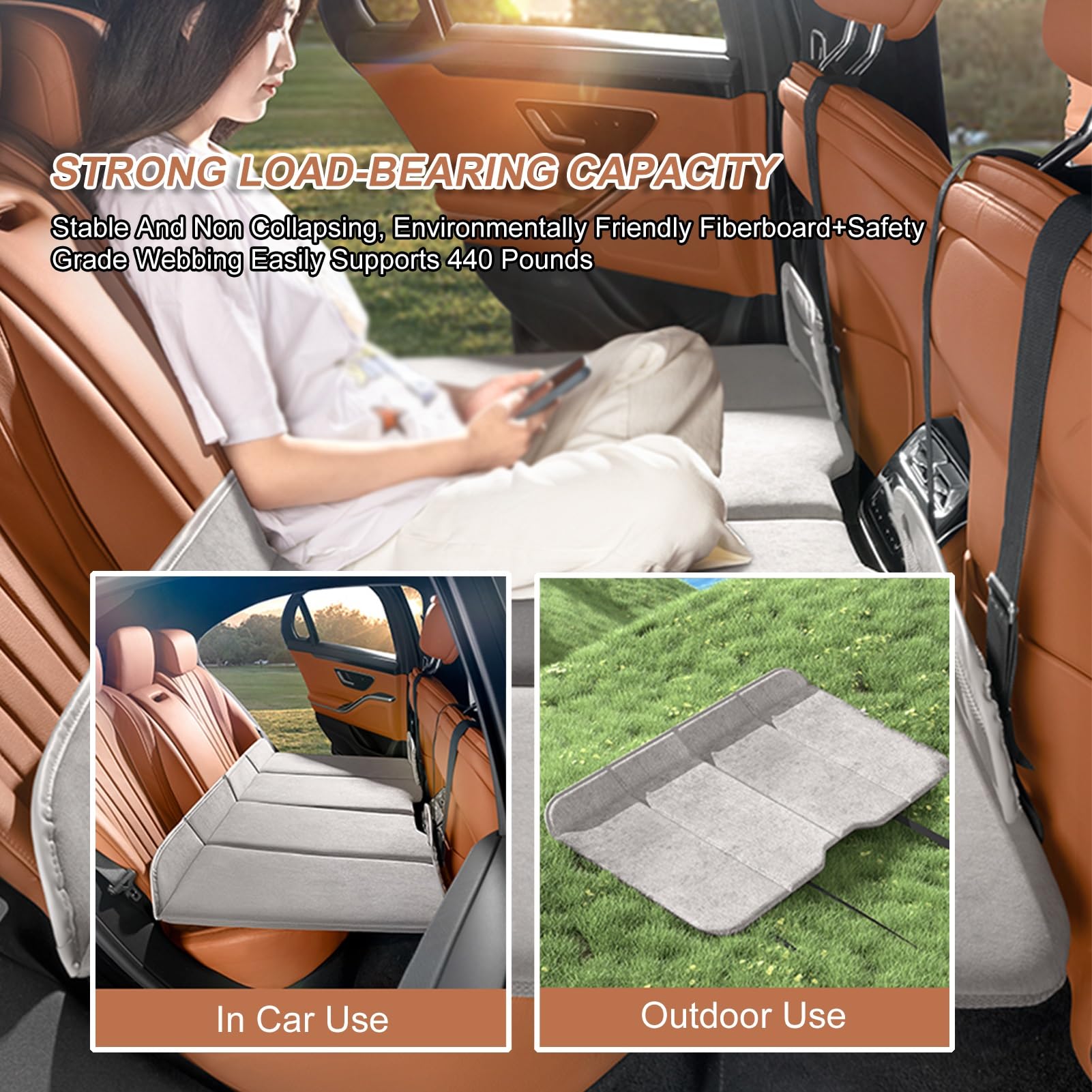 ABE Non-Inflatable Car Bed Mattress - Double-Sided Foldable Mattress For SUV/ Car Back Seat
