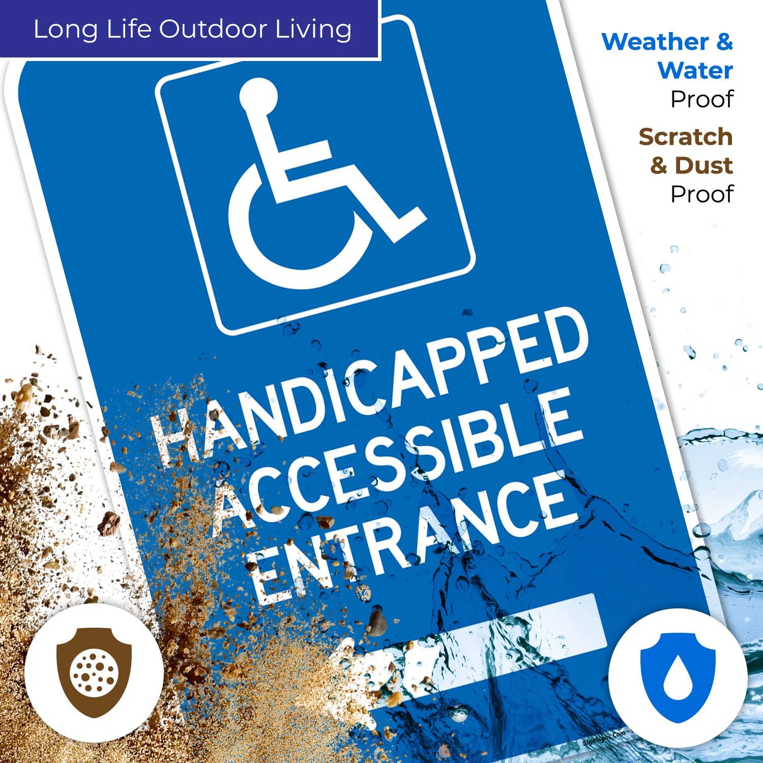 Handicapped Accessible Entrance with Left Arrow Sign, 12x18 Inches, Rust Free .063 Aluminum, Fade Resistant, Made in USA