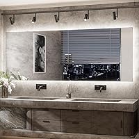 Vista 45 de TETOTE - Espejo retroiluminado para baño con luz, botón táctil regulable y función antivaho (horizontal o vertical)